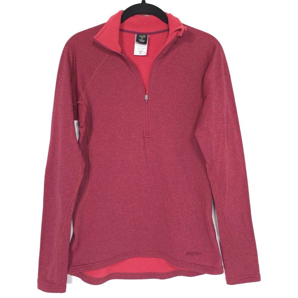 PATAGONIA Women’s MEDIUM Capilene Zip-Neck Performance Baselayer Top‎ Red 43475